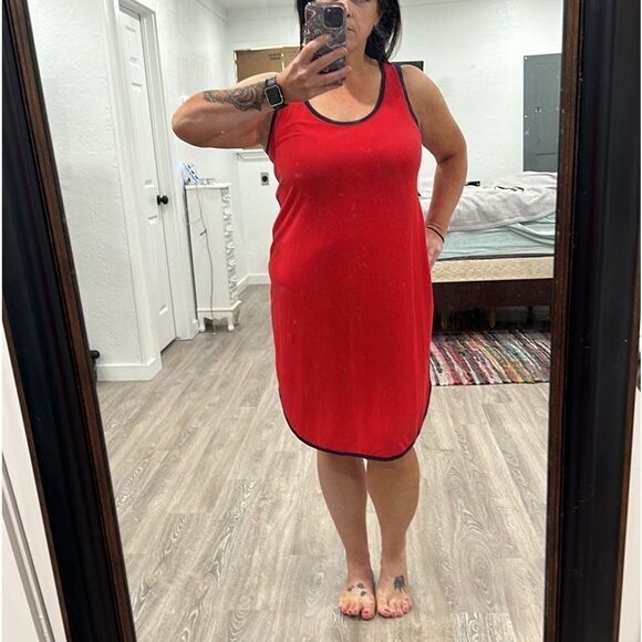 Livi Active 14/16 Red & Navy Blue Knit Activewear Dress - Picture 3 of 9